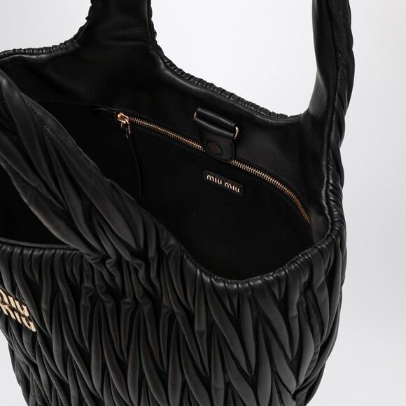 Miu Miu Miu Wander Shopping Bag Black Matelassé Women - Picture 4 of 6